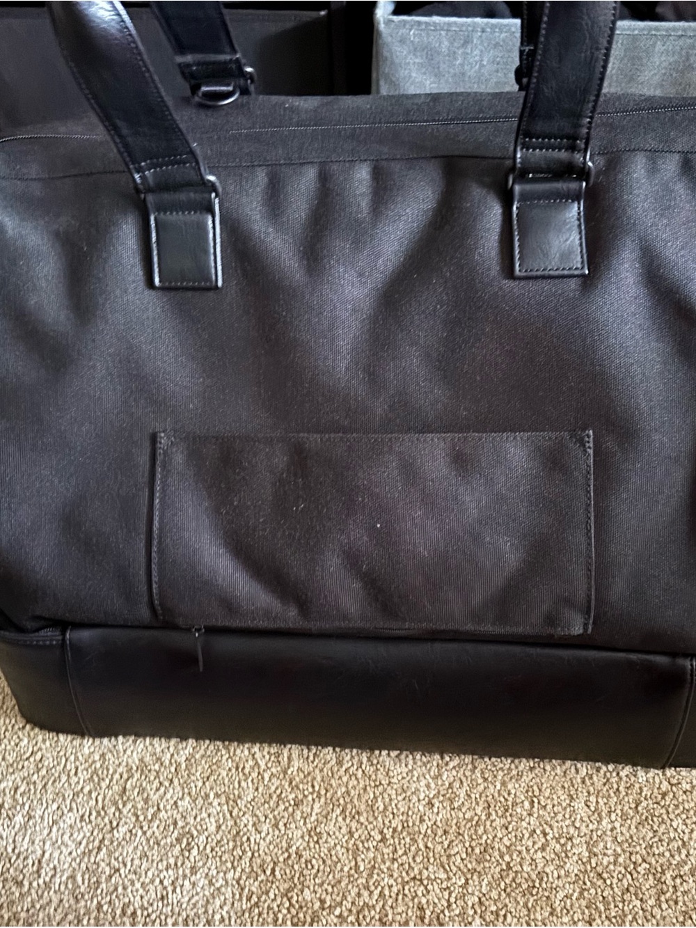 BEIS Black Weekender Bag with Leather Trim